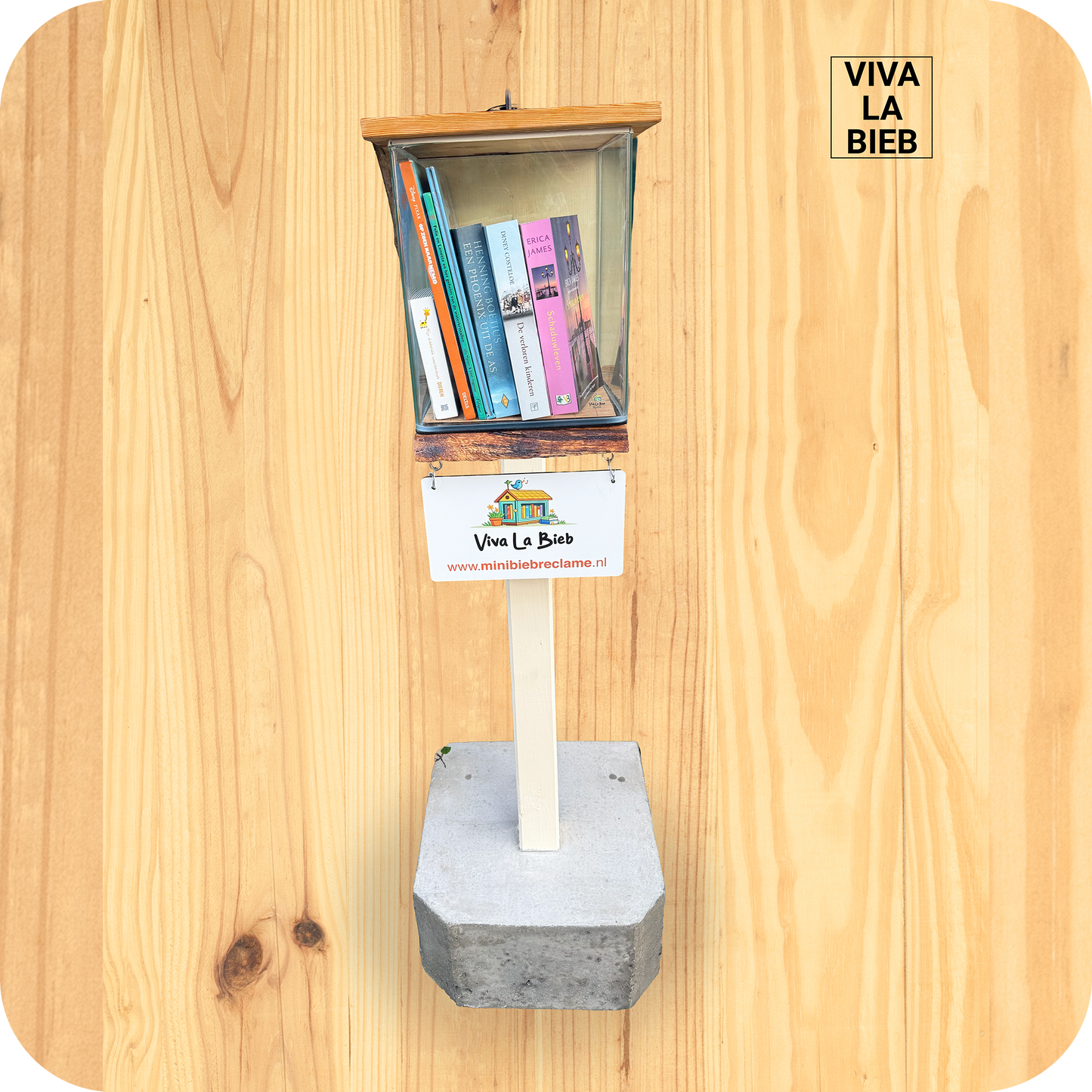 Minibieb kopen  Viva La Bieb Square handgemaakte minibieb met boeken
